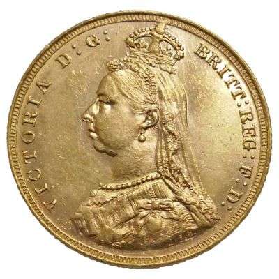 1887 M Australia Queen Victoria Jubilee Head Sovereign Gold Coin
