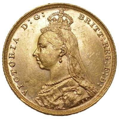 1888 M Australia Queen Victoria Jubilee head Sovereign Gold Coin