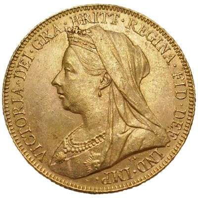 1901 P Australia Queen Victoria Veil Head St George Sovereign Gold Coin