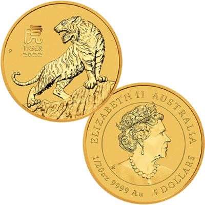1/20 oz 2022 Australian Year Of The Tiger Gold Bullion Coin - QEII