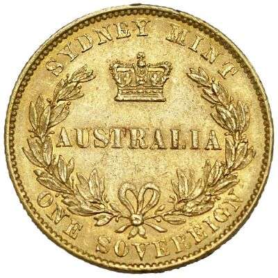 1855 Australia Queen Victoria Sydney Mint Type I Sovereign Gold Coin