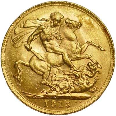 1915 P Australia King George V St George Sovereign Gold Coin