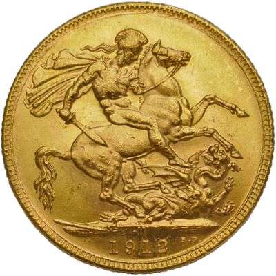 1912 M Australia King George V St George Sovereign Gold Coin