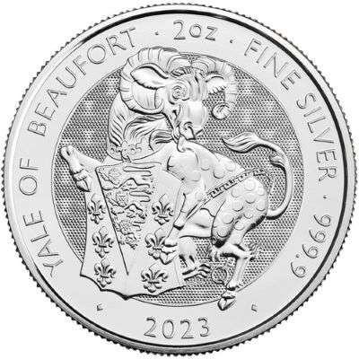 2 oz 2023 British Tudor Beasts Yale of Beaufort Silver Bullion Coin - QEII
