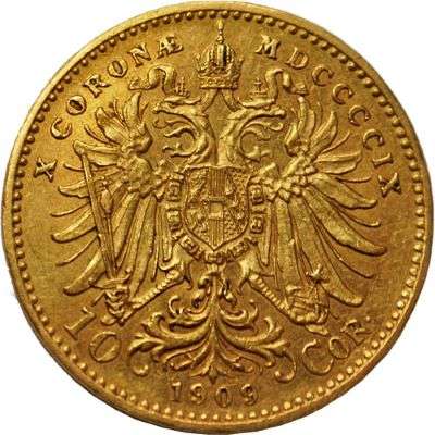 1909 Austria Franz Joseph I 10 Corona Gold Coin