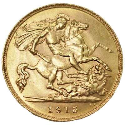 1915 P Australia King George V St George Half Sovereign Gold Coin