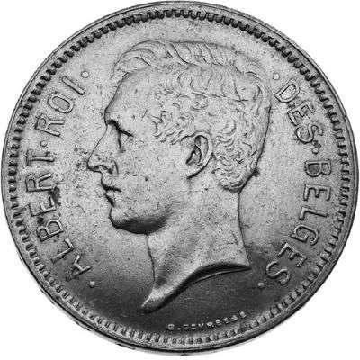 1930 Belgium Albert I 5 Francs Nickel Coin