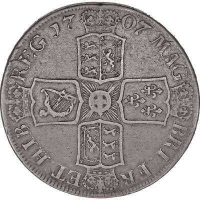 1707 E Great Britain Queen Anne Crown Silver Coin