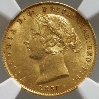 1857 Australia Queen Victoria Sydney Mint Half Sovereign Gold Coin - NGC MS 63