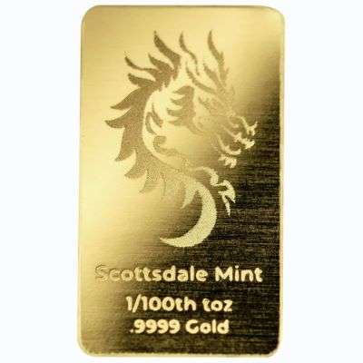 1/100 oz Scottsdale Lunar Dragon Gold Bullion Minted Bar
