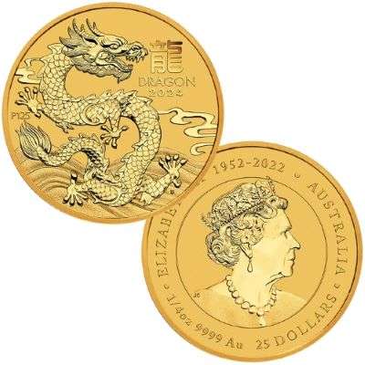 1/4 oz 2024 Australia Year of the Dragon Gold Bullion Coin