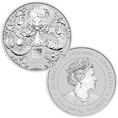 1/2 oz 2024 Australian Year of the Dragon Silver Bullion Coin - QEII