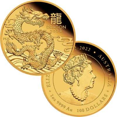 1 oz 2024 Australian Year of the Dragon Gold Proof Coin