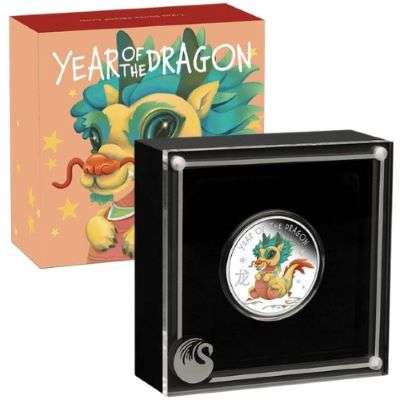 1/2 oz 2024 Baby Dragon Silver Proof Coloured Coin