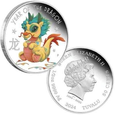 1/2 oz 2024 Baby Dragon Silver Proof Coloured Coin