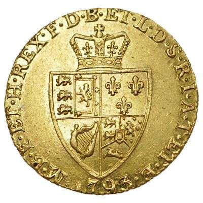 1793 Great Britain King George III Fifth Bust (Spade) Guinea Gold Coin
