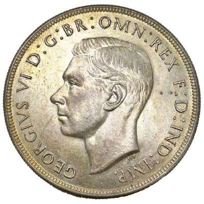 1938 Australia King George VI One Crown Silver Coin