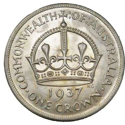 1937 Australian King George VI Crown Silver Coin
