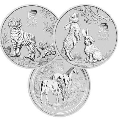 1 oz Australian Lunar Silver Coins - Mixed Dates - QEII (1996 to 2024)