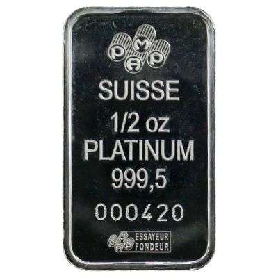 1/2 oz PAMP Suisse Platinum Bullion Minted Bar (Loose) - Fortuna Design