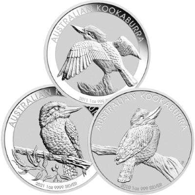 1 oz Australian Kookaburra Silver Bullion Coins - QEII - Mixed Dates