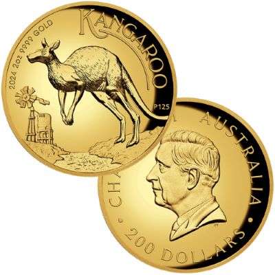 2 oz 2024 Australian Kangaroo High Relief Gold Proof Coin