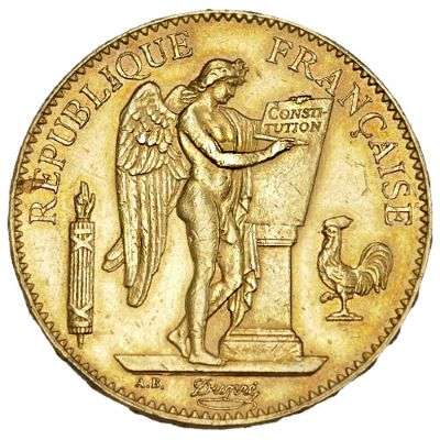 1886 A France Angel 100 Franc Gold Coin
