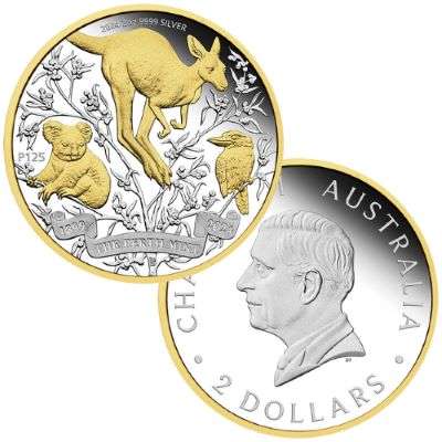 2 oz 2024 The Perth Mint's 125th Anniversary Silver Proof Gilded Coin