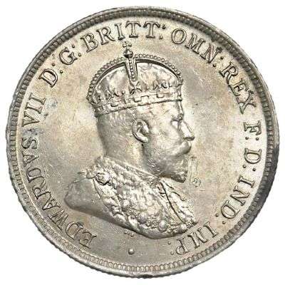 1910 Australia King Edward VII Florin Silver Coin
