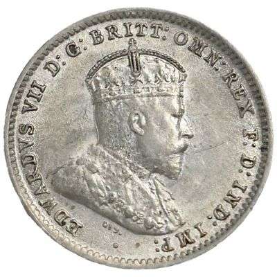 1910 Australia King Edward VII Threepence Silver Coin
