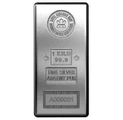 1 kg Royal Canadian Mint Silver Bullion Cast Bar