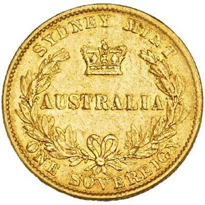 1865 Australia Sydney Mint Type II Queen Victoria Sovereign Gold Coin