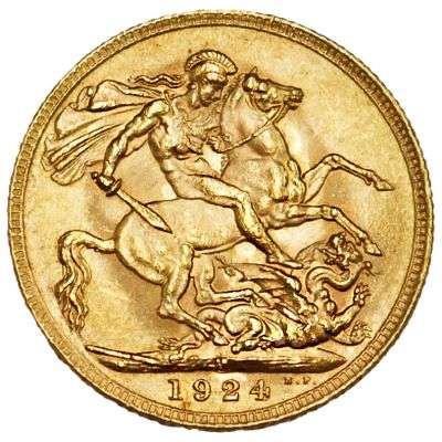 1924 M Australia King George V St George Sovereign Gold Coin