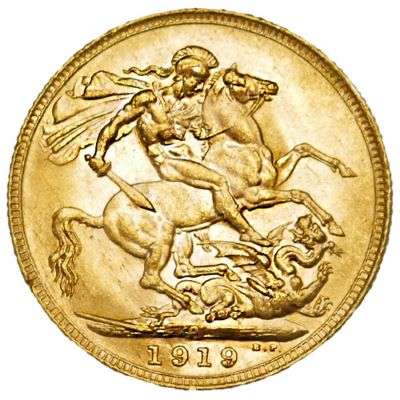 1919 P Australia King George V St George Sovereign Gold Coin