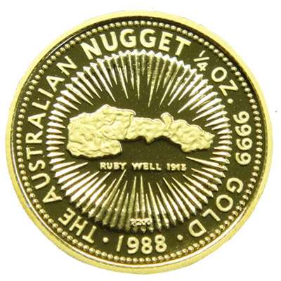 1/4 oz 1988 Nugget Gold Bullion Coin (Proof Strike with Ruby Well Nugget)