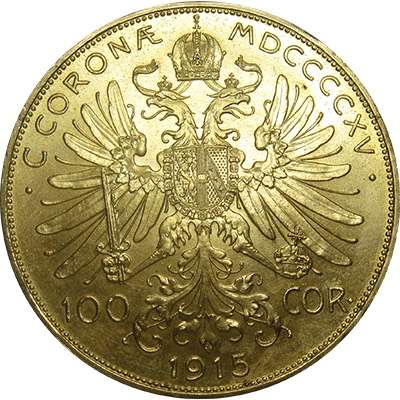 1915 Austria Franz Joseph I 100 Corona Gold Bullion Coin