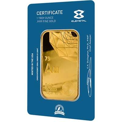 1 oz Elemetal Gold Bullion Minted Bar