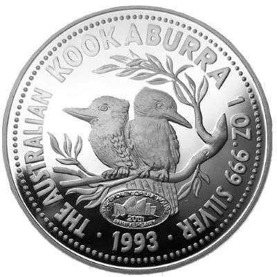 1 oz 1993 Australian Kookaburra Silver Bullion Coin - Proof strike - QEII