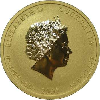 1/2 oz 2008 Australian Lunar Year of the Mouse Coloured Gold Bullion Coin
