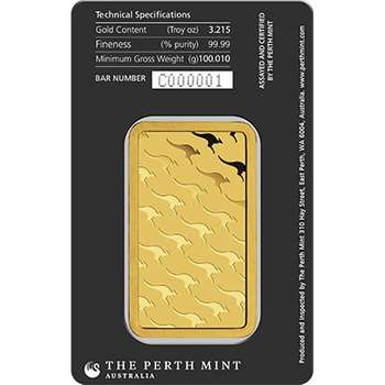 100 g Perth Mint Gold Bullion Minted Bar