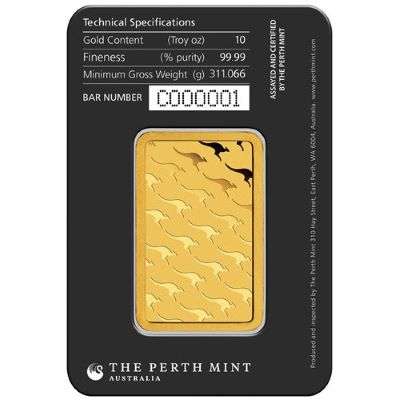 10 oz Perth Mint Gold Bullion Minted Bar