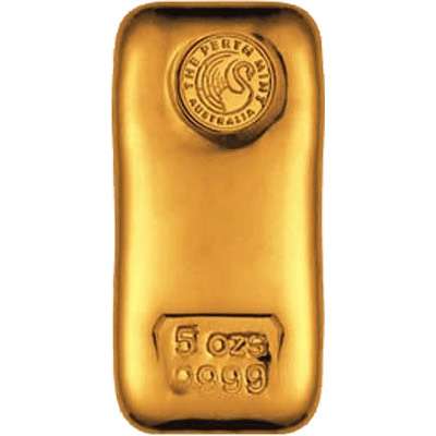5 oz Perth Mint Gold Bullion Cast Bar