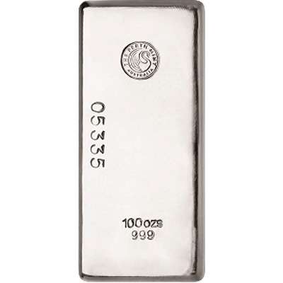 100 oz Perth Mint Silver Bullion Cast Bar